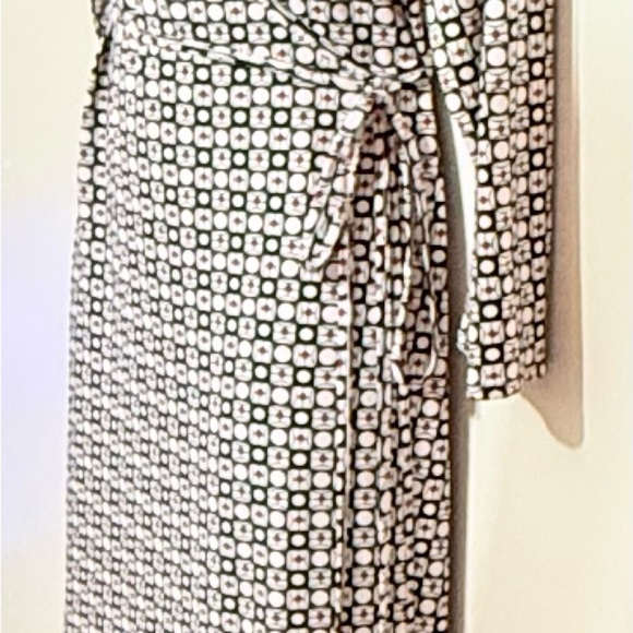 George Stretch Women’s Wrap Dress M (8-10) Geometric Print White Red Black - Picture 5 of 12